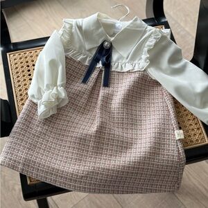 Chic Plaid Dress with Ruffled Collar